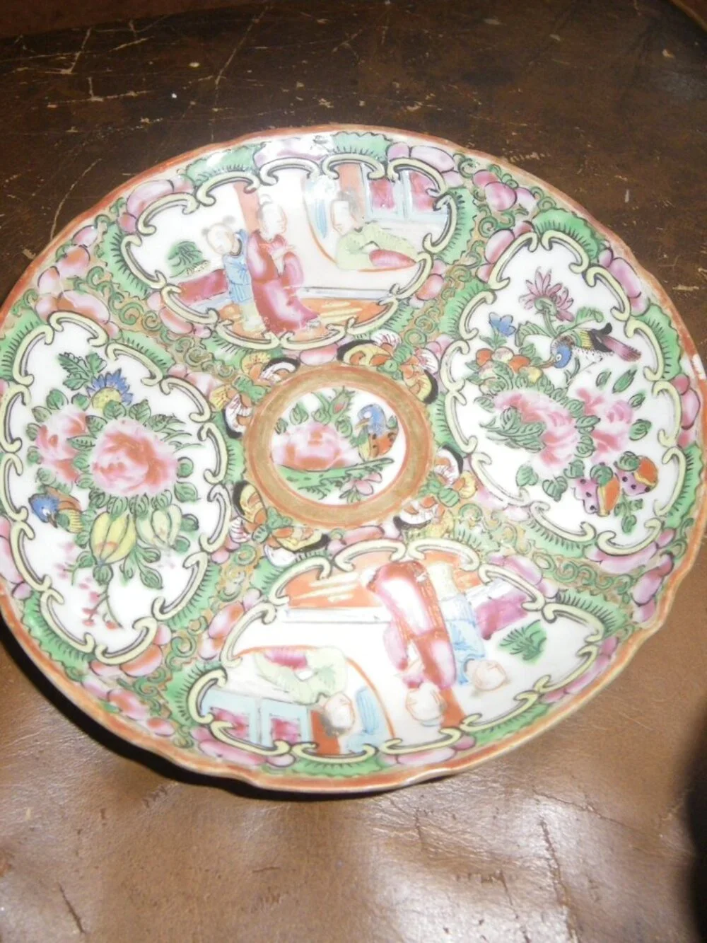 Vintage China Teacup & Saucer Set Old Asian Themed Graphics